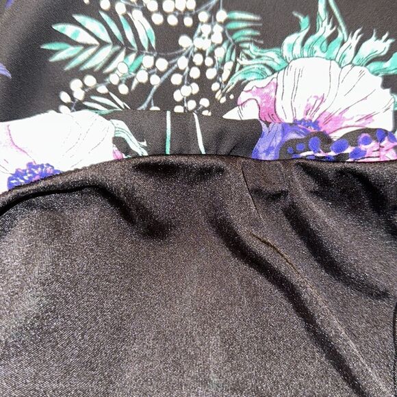 Liz Claiborne S Career Black Multicolored Floral Sleeveless Bubble Waist Top - Picture 9 of 10